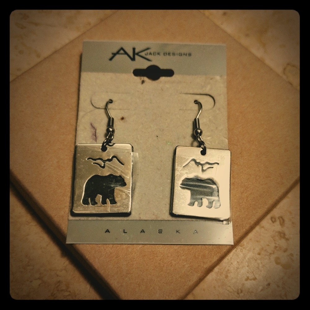 AK Jack Designs Silver Tone Polar Bear Earrings